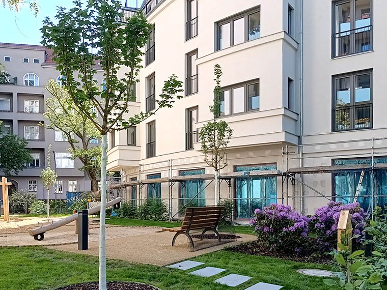 Ansicht Neubau Garten